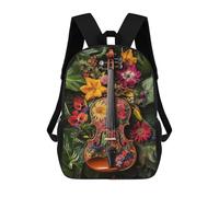 sinyumoney Floral Violin Artwork School Backpack Large School Backpack for Boys for Campus Outdoor Travel Sports 17inch