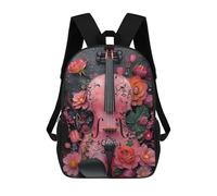 sinyumoney Floral Violin Rucksack Fashion Stationery Backpack Waterproof Casual Daypacks for Men/Women 17inch