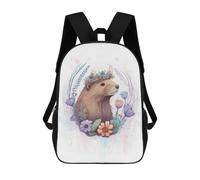 sinyumoney Floral Watercolor Beaver School Backpack Lightweight Airport College Students Back Pack for Girls Boys Teenage 17inch