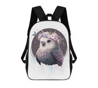 sinyumoney Floral Watercolor Budgie School Bags Lightweight Airport College Students Back Pack for School/Work/Travel 17inch