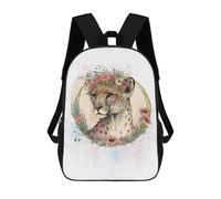 sinyumoney Floral Watercolor Cheetah Backpack School Bag Large Lightweight Casual Backpack for Campus Outdoor Travel Sports 17inch