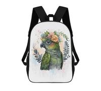 sinyumoney Floral Watercolor Conure Rucksack Water Resistant School Bag Business Backpack for Boys/Girls/Teenagers 17inch