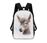 sinyumoney Floral Watercolor Donkey Backpack School High Secondary School Bags Casual Backpack for Camping Outdoor Adventures And Daily Travel 17inch