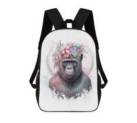 sinyumoney Floral Watercolor Gorilla Backpack School Daypacks Business Backpack Water Resistant Bookbag for Men, Women & Teenage Boys 17inch