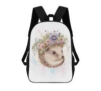 sinyumoney Floral Watercolor Hedgehog School Backpack Lightweight Airport College Students Back Pack for Girls Boys Teenage 17inch