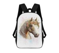 sinyumoney Floral Watercolor Horse School Backpack School Secondary High School College Backpack Travel for Men, Women & Teenage Boys 17inch