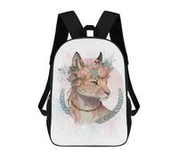 sinyumoney Floral Watercolor Lynx Art Backpack School Daypacks Business Backpack Water Resistant Bookbag for Men, Women & Teenage Boys 17inch