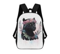 sinyumoney Floral Watercolor Panther School Bags Lightweight Airport College Students Back Pack for School/Work/Travel 17inch