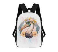 sinyumoney Floral Watercolor Pelican Backpack School Rucksack Casual Daypacks School Work Travel Bag- Perfect for Travel, Work And Daily Use 17inch