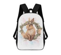 sinyumoney Floral Watercolor Rabbit Rucksack Computer Rucksack for School/Work/Travel for Camping Outdoor Adventures And Daily Travel 17inch