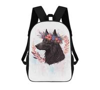 sinyumoney Floral Watercolor Sheepdog 3D Printed School Bag Children's School Backpack Schoolbags Travel Backpacks Casual Fashion Bag for Kids School Students 17inch