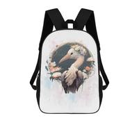 sinyumoney Floral Watercolor Stork Rucksack Water Resistant Travel Backpack Computer Bag for School/Work/Travel 17inch