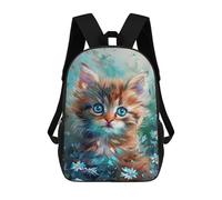 sinyumoney Floral Whiskers Cute Kitten Artwork Backpack School Daypacks Business Backpack Water Resistant Bookbag for Camping Outdoor Adventures And Daily Travel 17inch