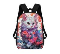 sinyumoney Floral Whispers Cat Children's Backpacks School Backpack 3D Printed Backpack for Kids Travel Rucksacks Book Bags Kids School Bag 17inch