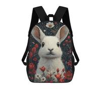 sinyumoney Floral White Bunny School Backpack Work Laptop Backpack Rucksack Bag for Camping Outdoor Adventures And Daily Travel 17inch