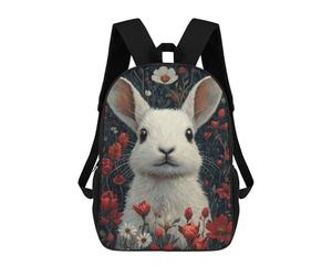 sinyumoney Floral White Bunny School Backpack Work Laptop Backpack Rucksack Bag for Camping Outdoor Adventures And Daily Travel 17inch