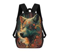 sinyumoney Floral Wolf Portrait -1 Kids Backpack, Kids School Bag 3D Printed School Backpacks for Boys And Teenager School Students 17inch