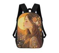 sinyumoney Floral Woman in Golden Light Rucksack Lightweight Casual Daypack School Backpacks- Perfect for Travel, Work And Daily Use 17inch