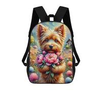 sinyumoney Floral Yorkshire Terrier Fantasy School Bags Large Water Resistant Laptop Backpack for Boys/Girls/Teenagers 17inch