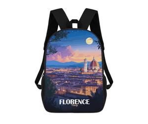 sinyumoney Florence, Italy at Night 3D Printed Children's School Backpack for Kids High Capacity Travel Rucksacks Book Bags Kids School Bag Back Pack 17inch