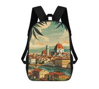 sinyumoney Florence Italy Scenery Backpack with Pocket 3D Printed Backpacks, Travel Rucksacks Book Bags Kids School Bag 17inch