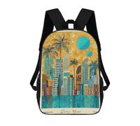 sinyumoney Florida Miami Gustav Klimt Kids School Backpack 17 Inch School Bag 3D Printed School Bag for Boys Elementary And Middle School Students