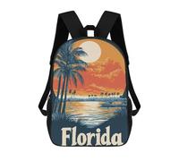 sinyumoney Florida Sunset Landscape 3D Printed Kids School Bag Rucksacks Children's School Fashion Casual Back Pack High Capacity Travel Book Bags Backpack for Kids 17inch