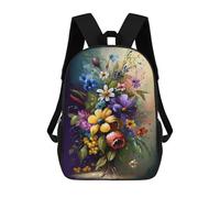 sinyumoney Flower Art Series Style 2 School Backpack for Girls 17inch Casual Daypack Lightweight Rucksack Boy Girl Backpack for Middle School Students