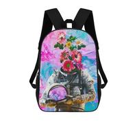 sinyumoney Flower Astronaut Rucksack School Secondary High School College Backpack Travel for Camping Outdoor Adventures And Daily Travel 17inch