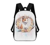 sinyumoney Flower Bobtail Cat Art School Backpack School Secondary High School College Backpack Travel for Men, Women & Teenage Boys 17inch