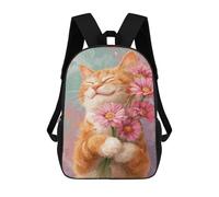 sinyumoney Flower Cat Art Print School Backpack Lightweight Airport College Students Back Pack for Boys/Girls/Teenagers 17inch