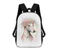 sinyumoney Flower Crown Greyhound Art Backpack School Bag Large Lightweight Casual Backpack for Campus Outdoor Travel Sports 17inch