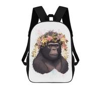 sinyumoney Flower Gorilla Watercolor Backpack School Bag Secondary Causal Travel High School Bags for Camping Outdoor Adventures And Daily Travel 17inch