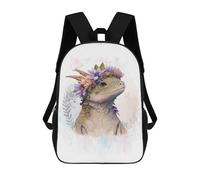 sinyumoney Flower Lizard Watercolor Backpack School Bag Secondary Causal Travel High School Bags for Boys/Girls/Teenagers 17inch