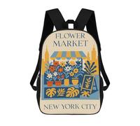 sinyumoney Flower Market New York City Illustration Backpack School Bag Water Resistant Travel Backpack Computer Bag for Camping Outdoor Adventures And Daily Travel 17inch