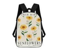 sinyumoney Flower Market Sunflowers Kansas USA Children's 17 Inch School Backpack 3D Printed Anime Movies for Kids Travel Rucksacks Book Bags Kids School Bag