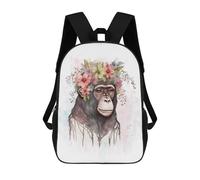 sinyumoney Flower Monkey Painting Art School Bags Lightweight Airport College Students Back Pack for School/Work/Travel 17inch