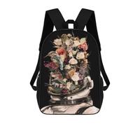 sinyumoney Flower Power Astronaut-1 Backpack School Lightweight Airport College Students Back Pack for School/Work/Travel 17inch