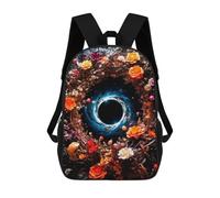 sinyumoney Flowered Black Hole School Backpack School Bags For Girls Boys Backpack With Pocket Fashion School Bag Kids Backpack 17inch
