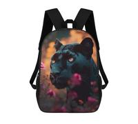 sinyumoney Flowered Black Panther School Backpack for Girls Backpack Water Repellent Casual Daypack Lightweight Rucksack Boy Girl School Backpack 17inch