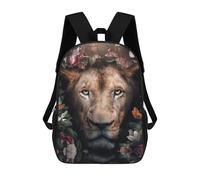 sinyumoney Flowered Lion School Bag Bookbag 3D Printed Children's Backpacks for Kids Boy Girl Book Bags Kids School Bag Travel Rucksacks 17inch