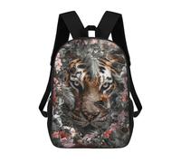 sinyumoney Flowered Tiger School Bag Backpack Teen Schoolbag 3D Printing Adjustable Schoolbag Fashion Pocket Bag for Kids Boys Girls Students And Teenagers Fans 17inch