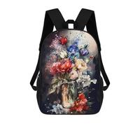 sinyumoney Flowers Red Blue White Art School Backpack Water Resistant Computer Rucksack for Campus Outdoor Travel Sports 17inch