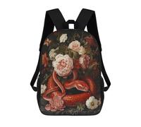 sinyumoney Flowers with Red Serpent School Backpack Secondary Causal Travel High School Bags for Camping Outdoor Adventures And Daily Travel 17inch
