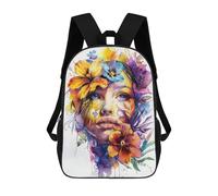 sinyumoney Flowers Woman Watercolor School Backpack Water Resistant Computer Rucksack- Perfect for Travel, Work And Daily Use 17inch