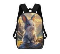 sinyumoney Fluffy Bunny in Mountain Landscape Children's Backpacks School 3D Printed Bag Bookbag for Kids Travel Rucksacks Boy Girl Book Bags Kids School Bag 17inch