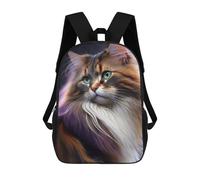 sinyumoney Fluffy Cat Portrait School Backpack Lightweight Schoolbag Dayback Bookbag College for Camping Outdoor Adventures And Daily Travel 17inch
