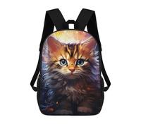 sinyumoney Fluffy Cat with Sparkling Eyes Children's Backpacks School Backpack 3D Printed for Kids Travel Rucksacks Book Bags Kids 17inch School Bag