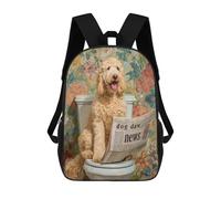 sinyumoney Fluffy Dog Reading Newspaper on Toilet Backpack School Bag High Secondary School Bags Casual Backpack - Perfect for Travel, Work And Daily Use 17inch