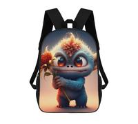 sinyumoney Fluffy Monster with Flower Children's Backpacks School Backpack 3D Printed Backpack for Kids Travel Rucksacks Book Bags Kids School Bag 17inch